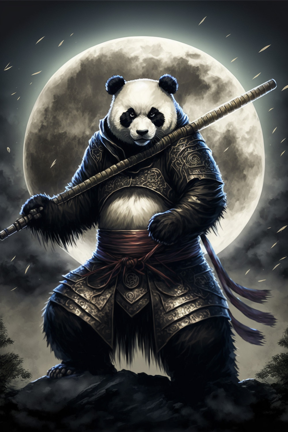 Ai关键词描述-动漫熊猫忍者战士