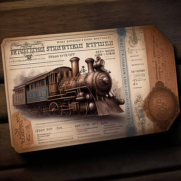 Ai关键词描述-19世纪的火车票