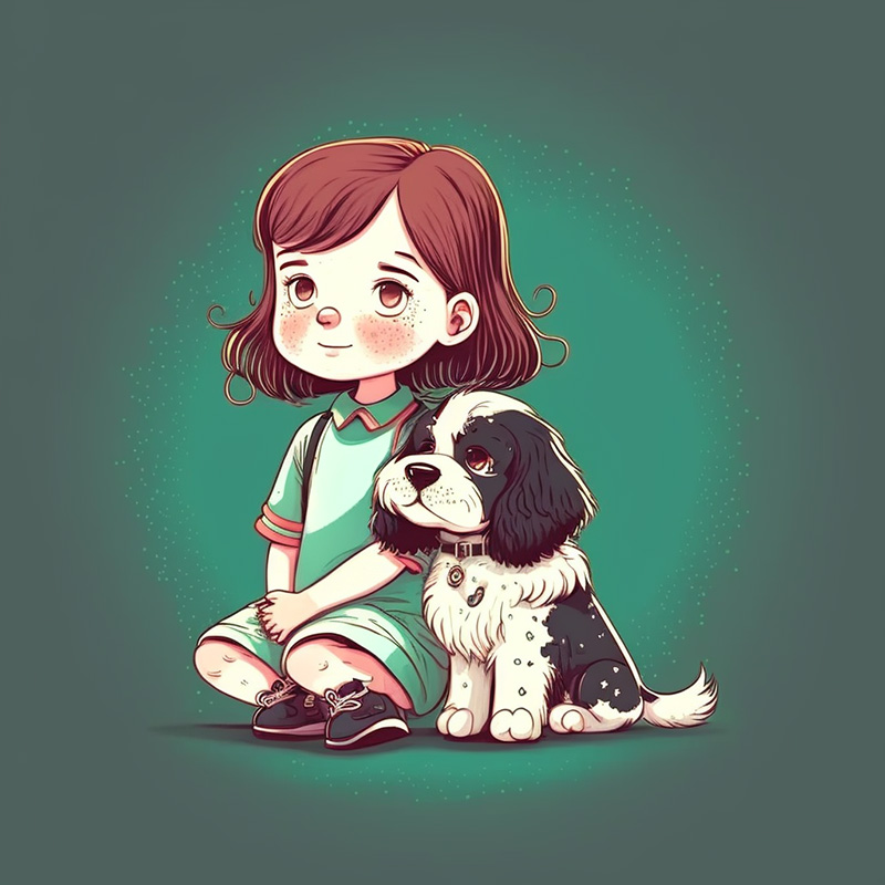 头像-小女孩和小狗