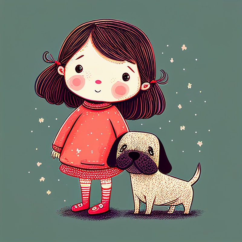 头像-小女孩和小狗