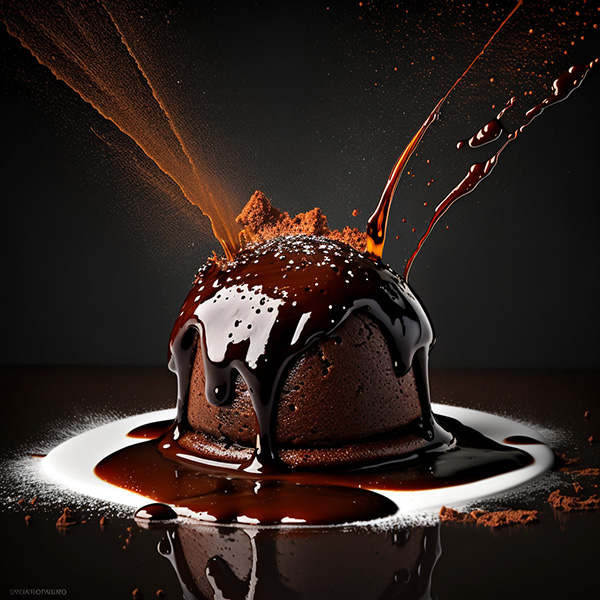 Ai关键词描述-巧克力熔岩蛋糕