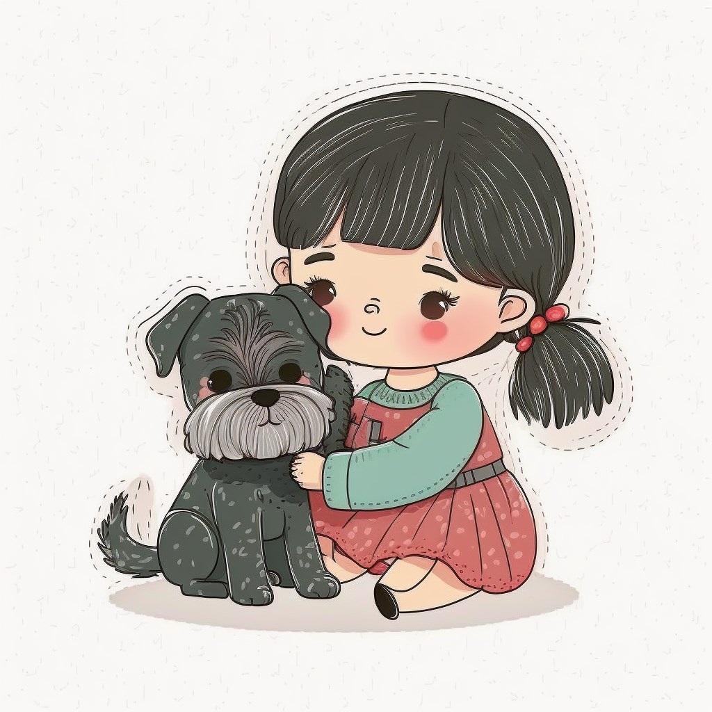 头像-小女孩和狗