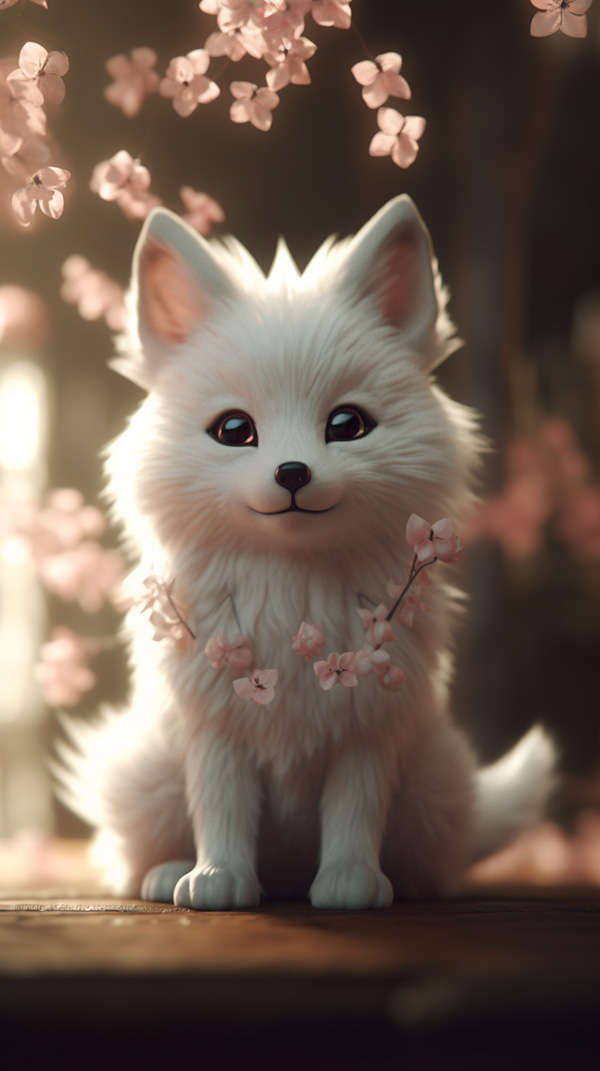 Ai关键词描述-可爱的小白狐