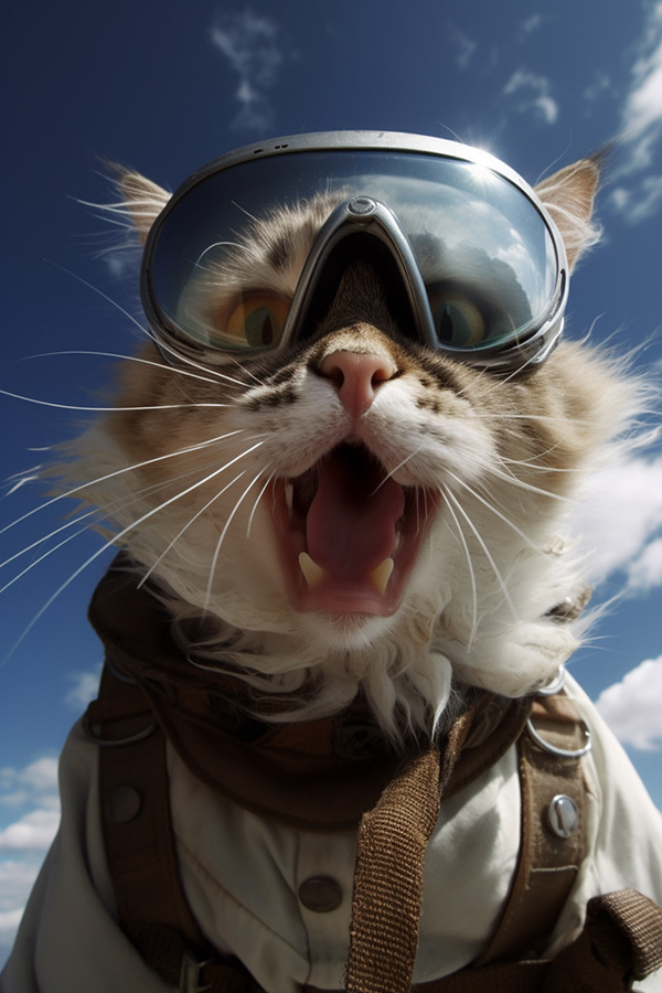 Ai关键词描述-飞行员小猫