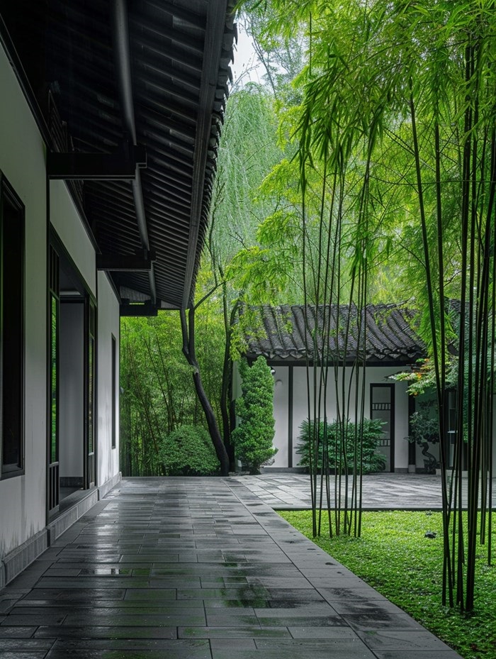中式竹林庭院