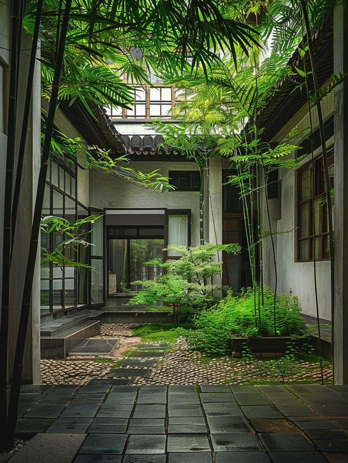 中式竹林庭院